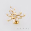 SPARKLING SILVER CRYSTAL MARQUISE CZ FLOWER PUSHIN (THREADLESS) 316L SURGICAL STEEL LABRET SET